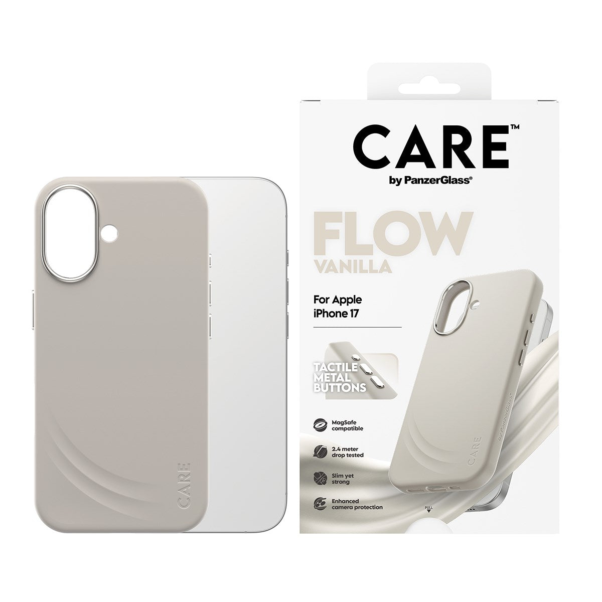 CARE by PanzerGlass® Feature FLOW Case Vanilla m. MagSafe iPhone 17